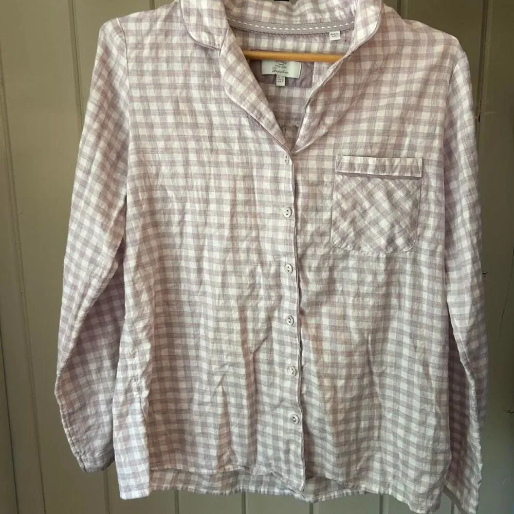 Fat Face feminine / prarie lavender and white cotton gingham sleep set size 8